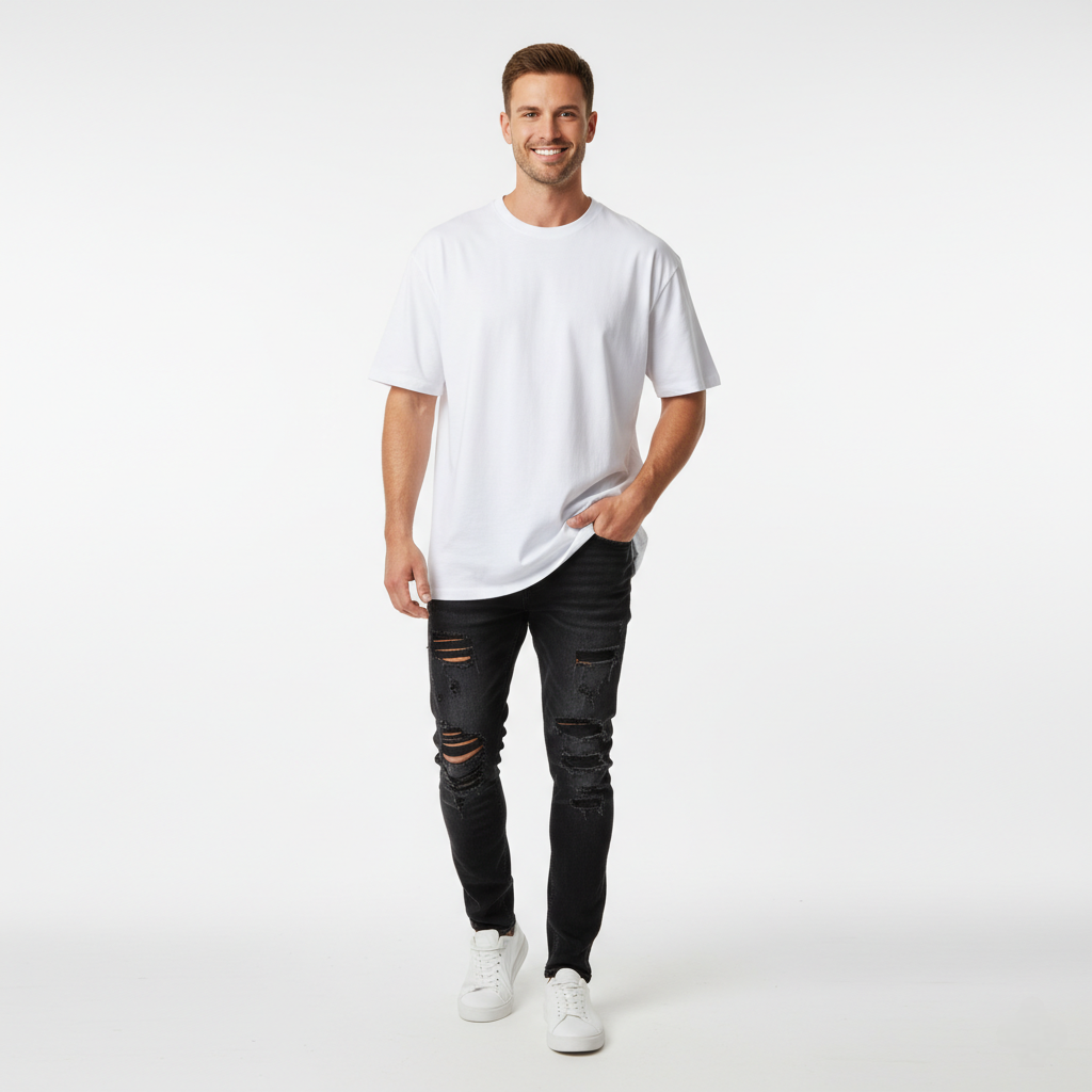 White Drop Shoulder T-Shirt