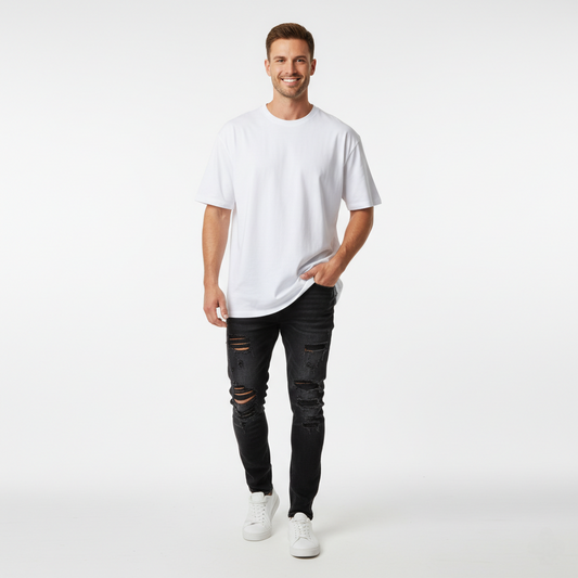 White Drop Shoulder T-Shirt