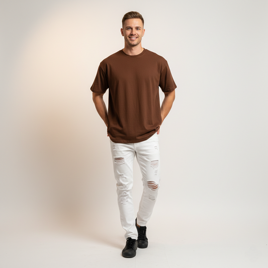 Brown Drop Shoulder T-Shirt
