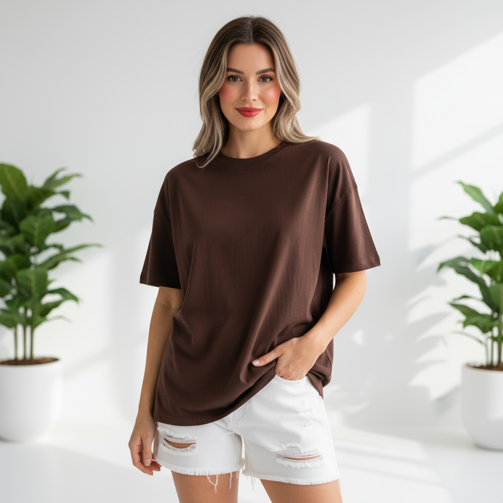 Brown Drop Shoulder T-Shirt